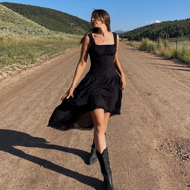 Robe French à bretelles