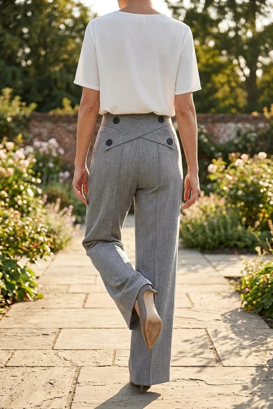 Women's Casual Suit Pants Two-Piece Set, Spring/Summer Outing, Work, Office, Daily Wear, Elegant Straight-Leg Pants, Thin Long Pants for Women — variant_front
