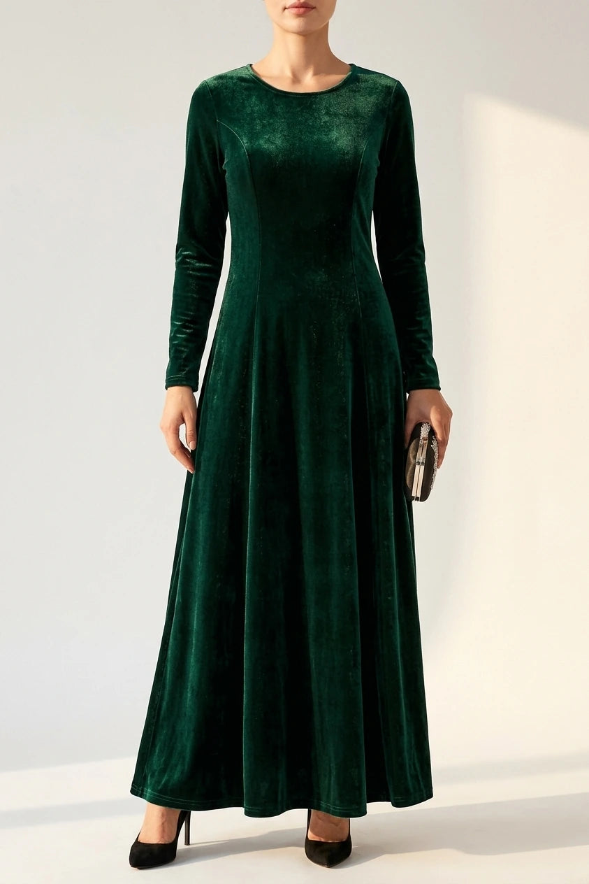 Emily | Women's Velvet Long Sleeve Formal Party Dress Maxi — variant_front