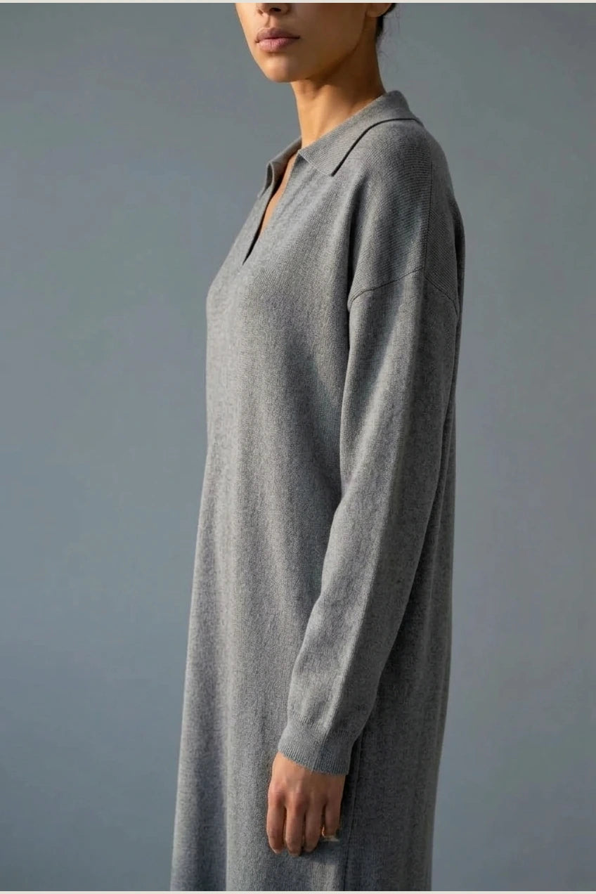 Dress Women - Knitted Jumper Dress with Polo Neck — variant_front