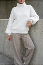 Scarlett | Women's Fluffy Turtleneck Loose Knit Sweater Jumper — variant_front