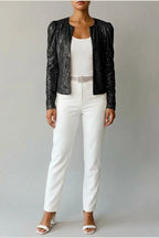 Aria | Women's Open Front Sequin Sparkle Party Jacket — variant_front