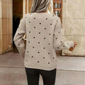 Polka Dot Knit Sweater with Crew Neck and Ribbed Cuffs — variant_front