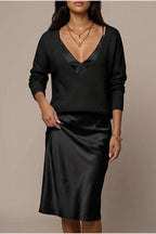 Montarello Women's Satin-Look Midi Dress Knit Co-Ord Set — variant_front