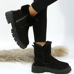 Warm Suede Winter Ankle Boots with Fluffy Fur Collar — variant_front