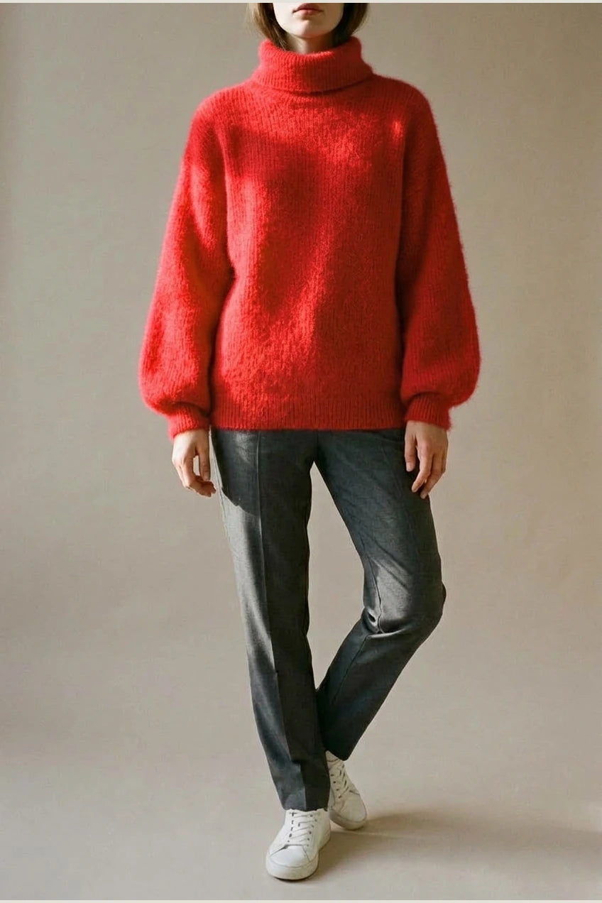 Scarlett | Women's Fluffy Turtleneck Loose Knit Sweater Jumper — variant_front