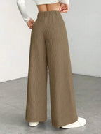 High Waist Wide Leg Corduroy Trousers with Flap Pockets — variant_front