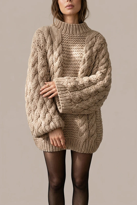 Ella | Women's Oversized Chunky Cable-Knit Jumper Dropped Shoulder — variant_front