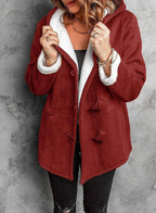 Hooded Duffle Coat with Sherpa Lining & Toggle Closures — variant_front