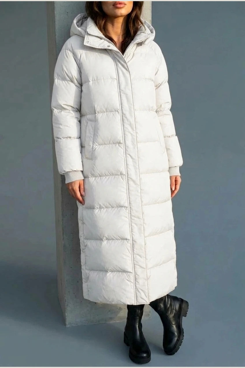 Women’s Long Puffer Coat – Hooded Padded Winter Jacket — variant_front