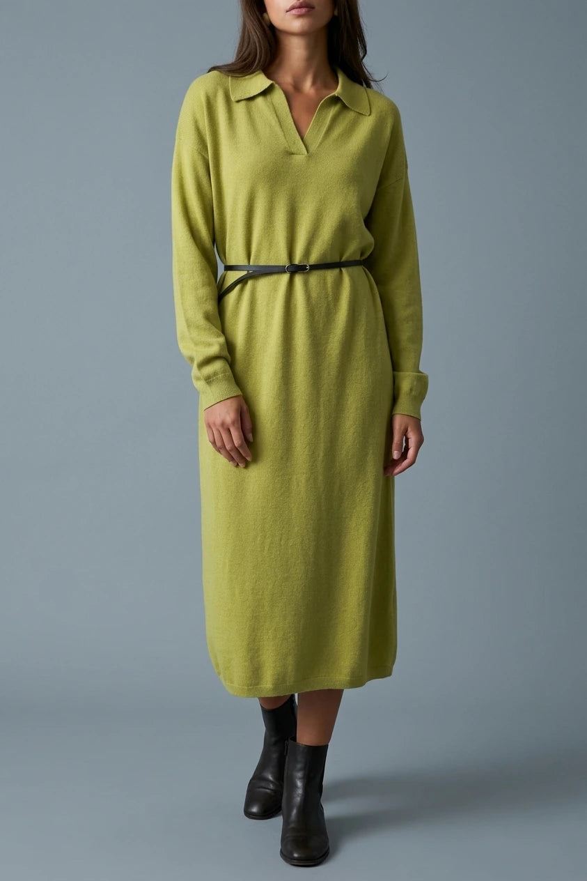 Dress Women - Knitted Jumper Dress with Polo Neck — variant_front