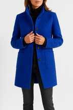 Tailored Wool Coat with High Neck and Patch Pockets — variant_front
