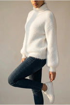 Scarlett | Women's Fluffy Turtleneck Loose Knit Sweater Jumper — variant_front