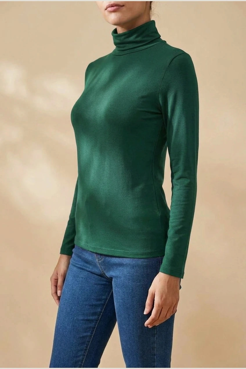 Women's Turtleneck Sweater Roll Neck Long Sleeve Straight Cuffs Plain Casual Layering — variant_front