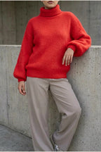 Scarlett | Women's Fluffy Turtleneck Loose Knit Sweater Jumper — variant_front