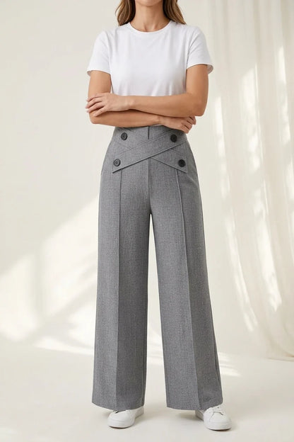 Women's Casual Suit Pants Two-Piece Set, Spring/Summer Outing, Work, Office, Daily Wear, Elegant Straight-Leg Pants, Thin Long Pants for Women — variant_front