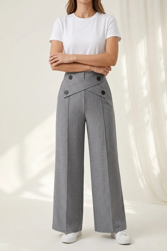 Women's Casual Suit Pants Two-Piece Set, Spring/Summer Outing, Work, Office, Daily Wear, Elegant Straight-Leg Pants, Thin Long Pants for Women — variant_front