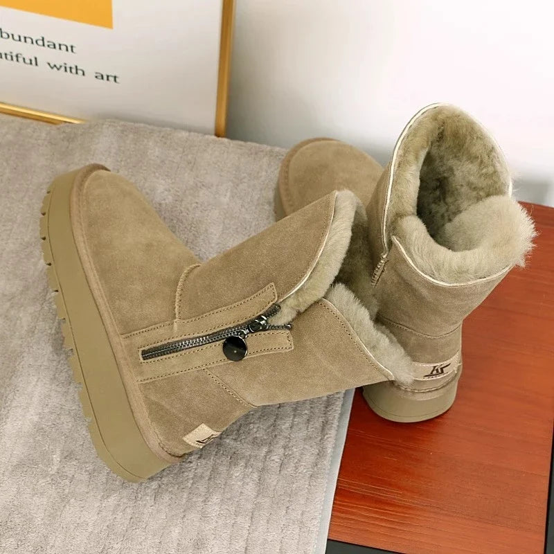 Women's Fleece Mid-Calf Snow Boots – Clairvane — variant_front