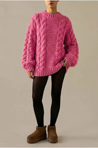 Ella | Women's Oversized Chunky Cable-Knit Jumper Dropped Shoulder — variant_front