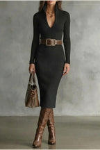 Valenoré – Sculpted elegance – Knit midi dress — variant_front