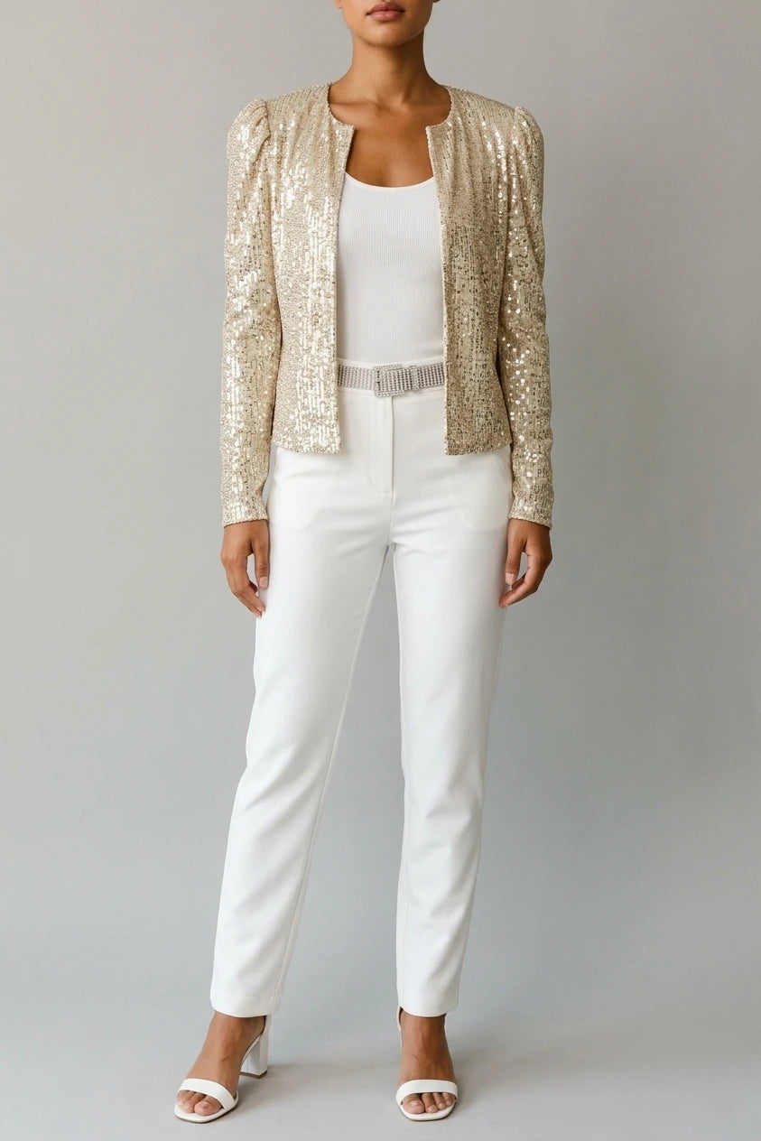 Aria | Women's Open Front Sequin Sparkle Party Jacket — variant_front