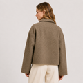 Taupe Relaxed Wool Jacket with Textured Finish and Satin Lining — variant_front