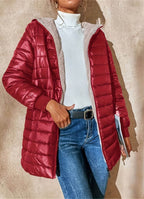 Lightweight Hooded Puffer Jacket with Ribbed Cuffs — variant_front