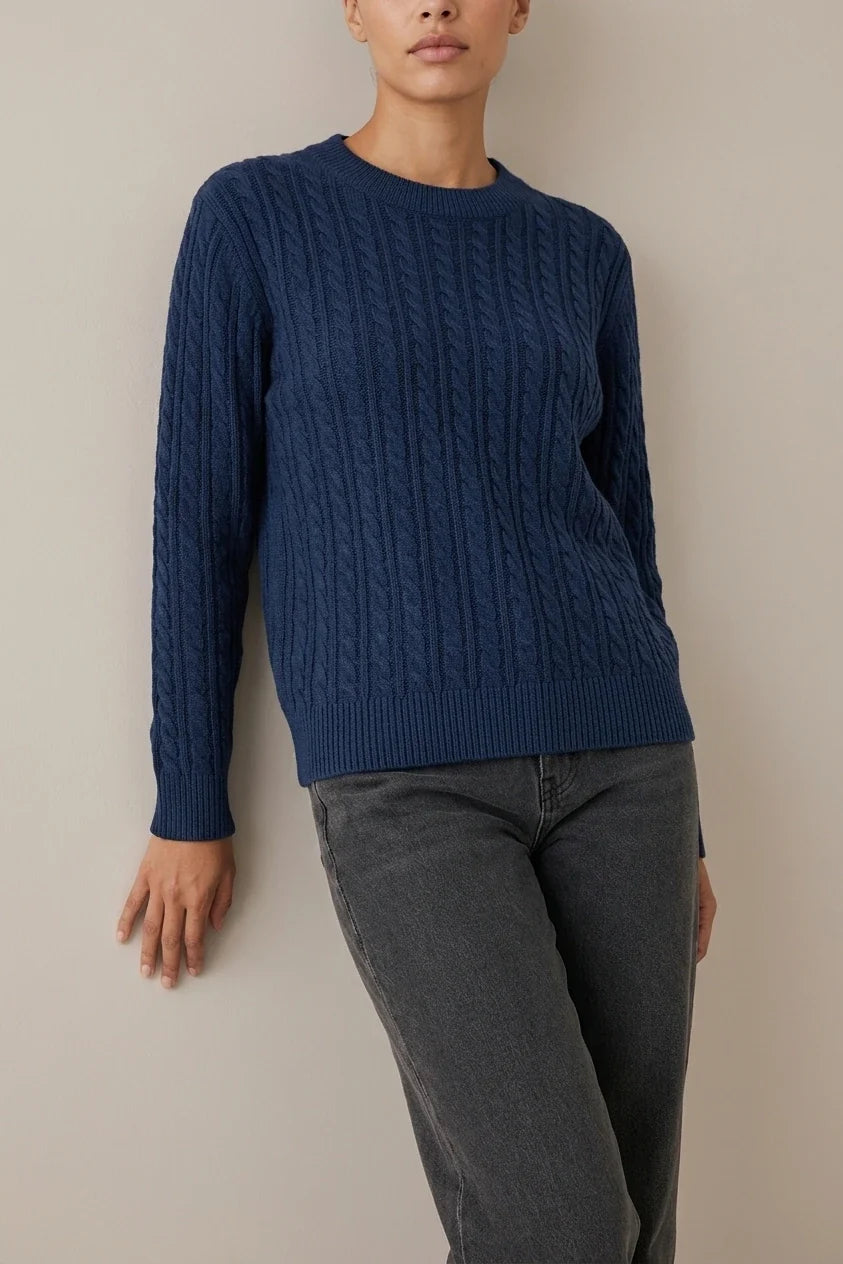 Women's Casual Loose-Fit Round Neck Long Sleeve Sweater - Medium Stretch Solid Color with Ribbed Detailing, H-Line Silhouette for Spring/Autumn Layering, Elegant Collection, Cute Sweater, Casual Attire, Comfortable Fit, Pullover Top, Stylish Women — variant_front
