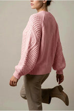 Women's Cable Knit Crew Neck Jumper for Autumn Winter — variant_front