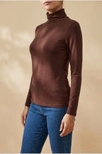 Women's Turtleneck Sweater Roll Neck Long Sleeve Straight Cuffs Plain Casual Layering — variant_front