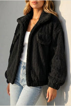 Montarello Women's Teddy Jacket Borg Collared Zip Up — variant_front