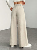 High Waist Wide Leg Corduroy Trousers with Flap Pockets — variant_front
