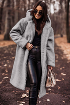 Oversized Hooded Teddy Coat with Large Front Pockets — variant_front