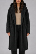 Women’s Long Hooded Teddy Coat – Oversized Borg Winter Coat — variant_front
