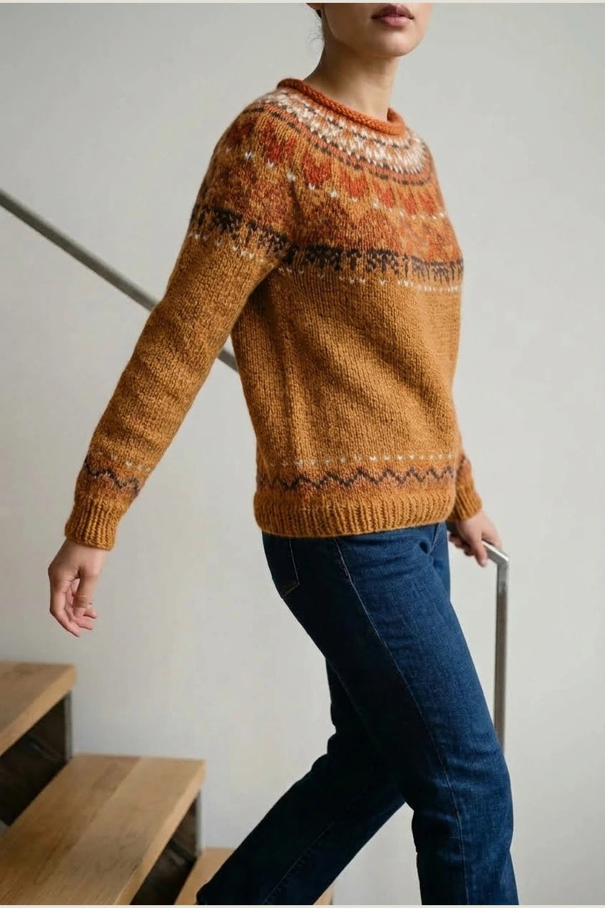 Ivana - Vintage Jacquard Crew Neck Sweater — variant_front