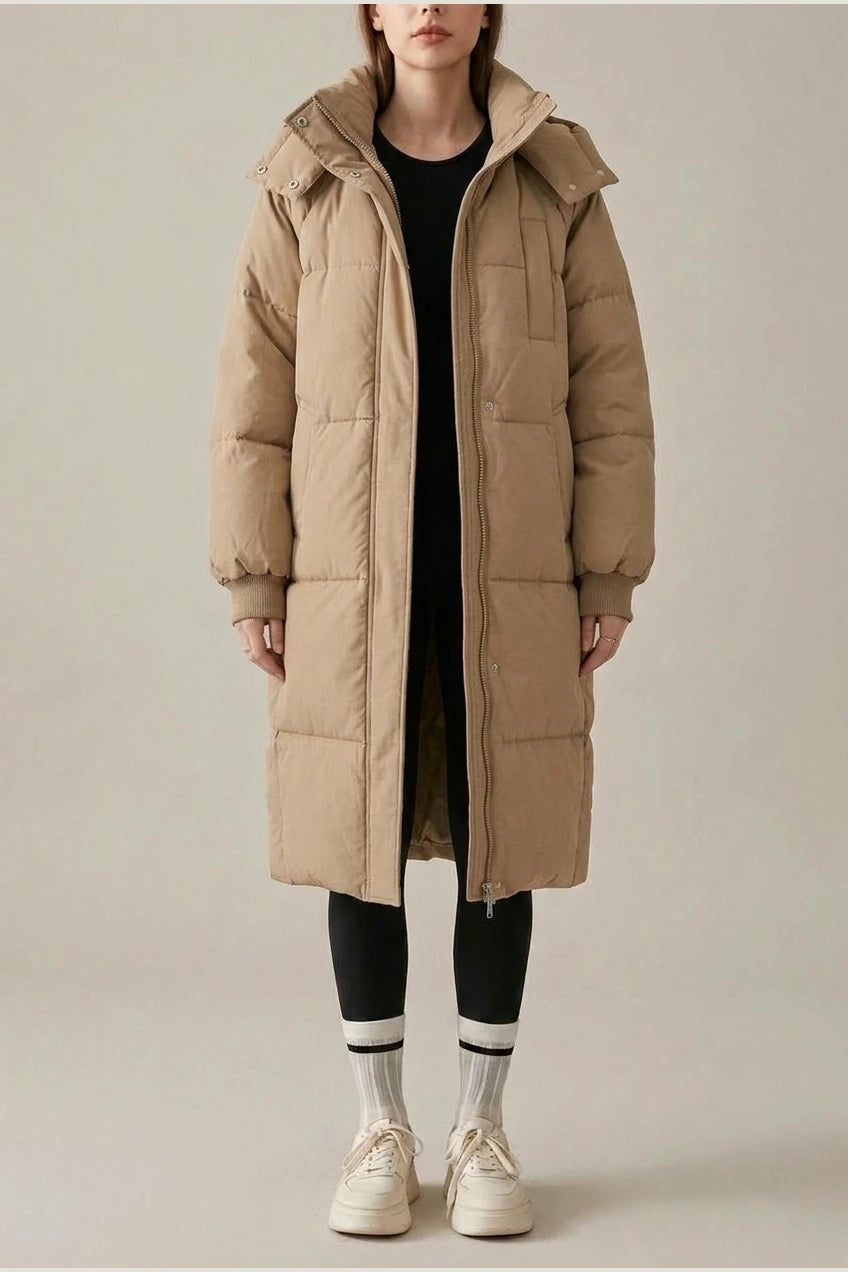 Gina™ - Classic Hooded Long Puffer Coat — variant_front