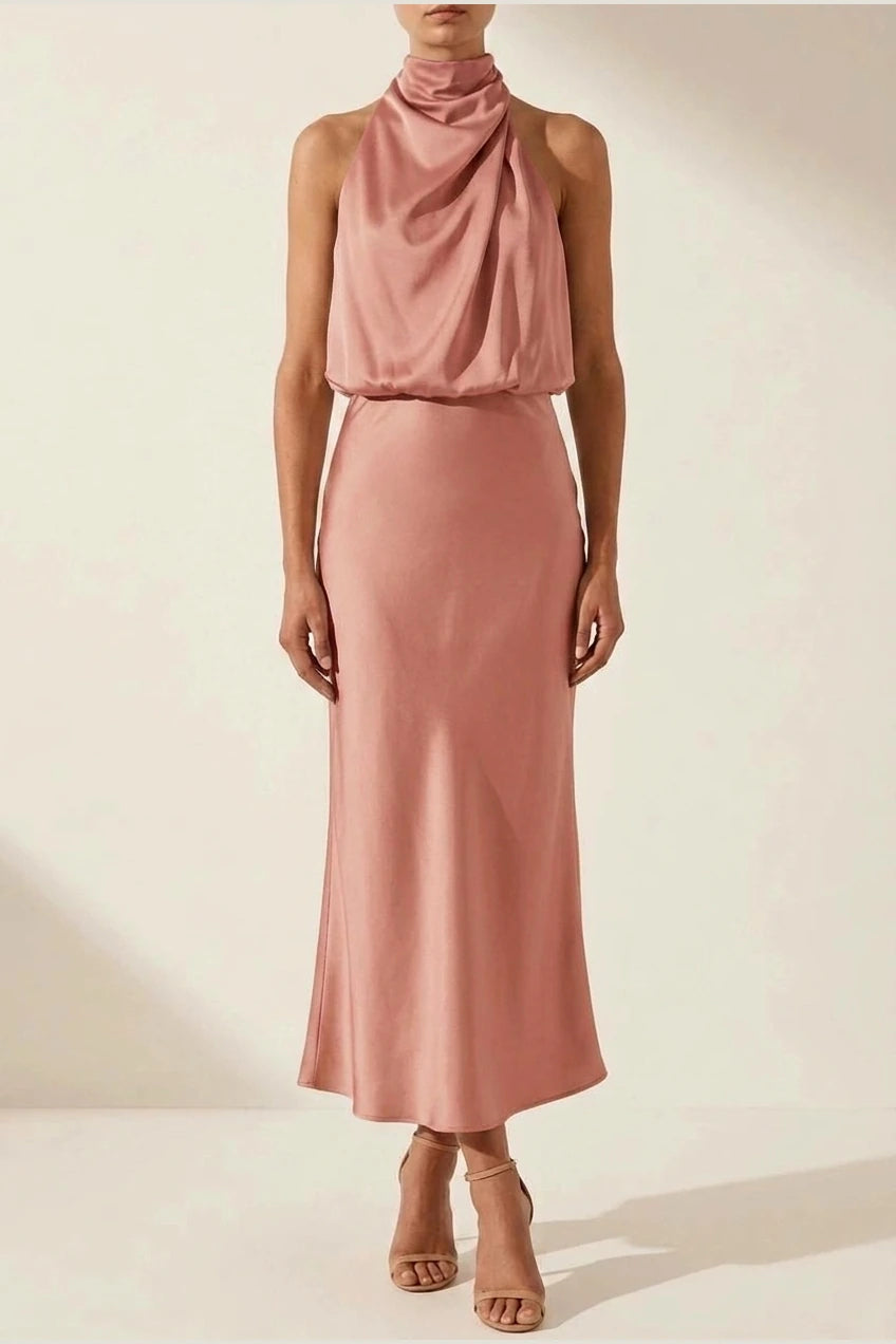 Scarlett | Women's Off-Shoulder Midi Cocktail Party Dress Cotton Blend — variant_front