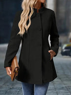Juliette | Elegant Stand-Collar Button Coat — variant_front