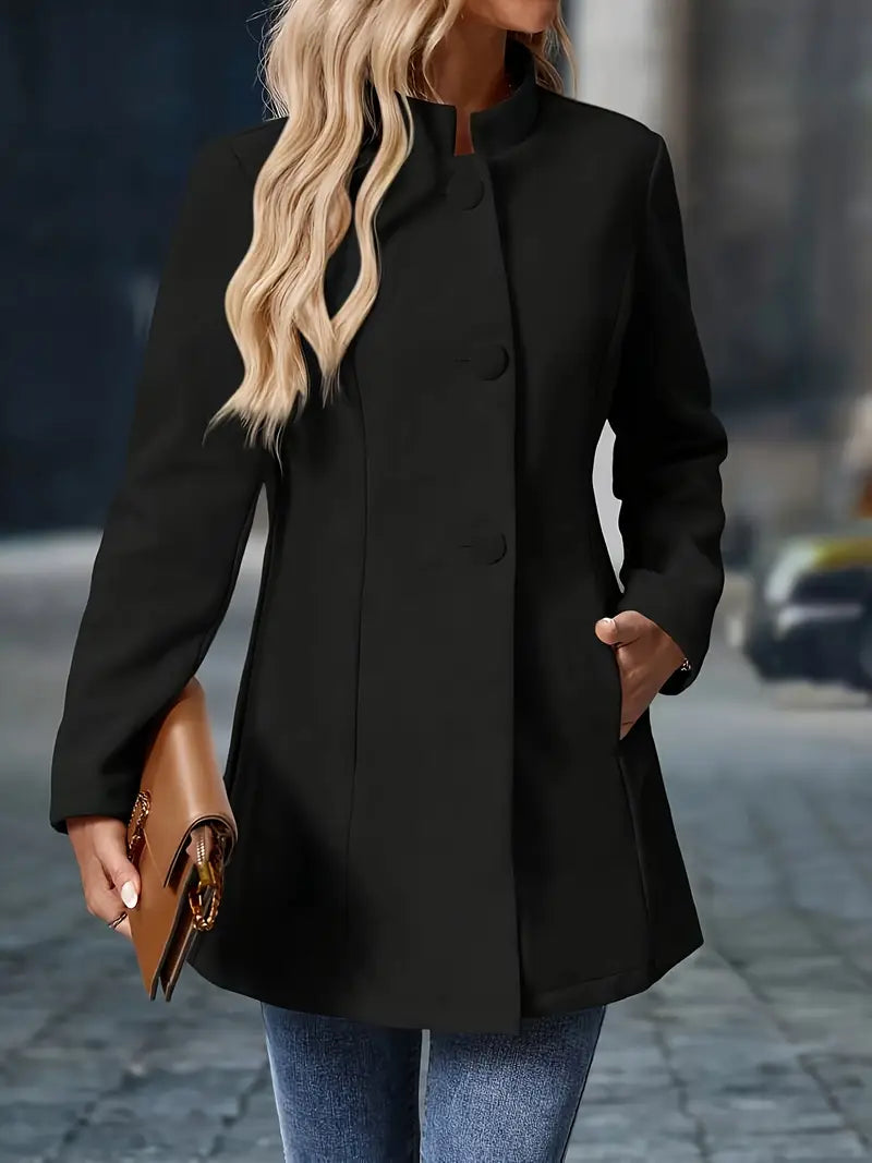 Juliette | Elegant Stand-Collar Button Coat — variant_front