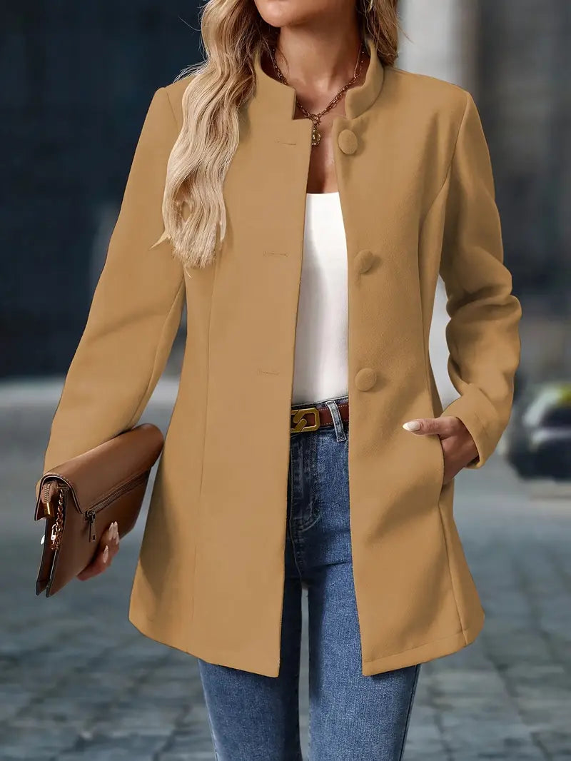 Juliette | Elegant Stand-Collar Button Coat — variant_front