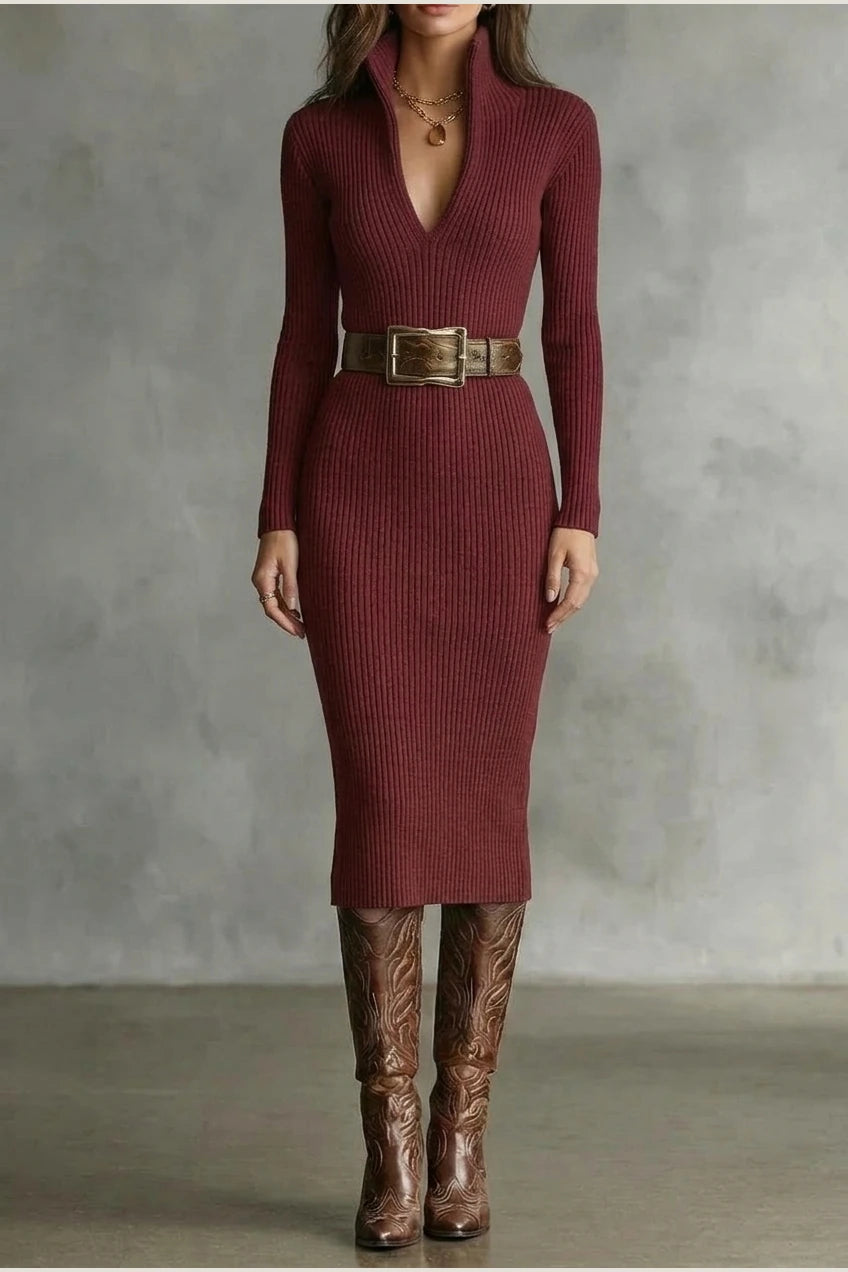 Valenoré – Sculpted elegance – Knit midi dress — variant_front