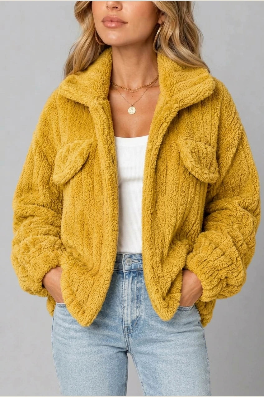 Montarello Women's Teddy Jacket Borg Collared Zip Up — variant_front