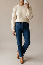 Women's Cable Knit Crew Neck Jumper for Autumn Winter — variant_front