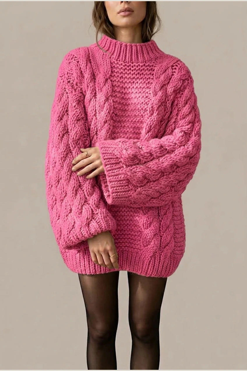Ella | Women's Oversized Chunky Cable-Knit Jumper Dropped Shoulder — variant_front