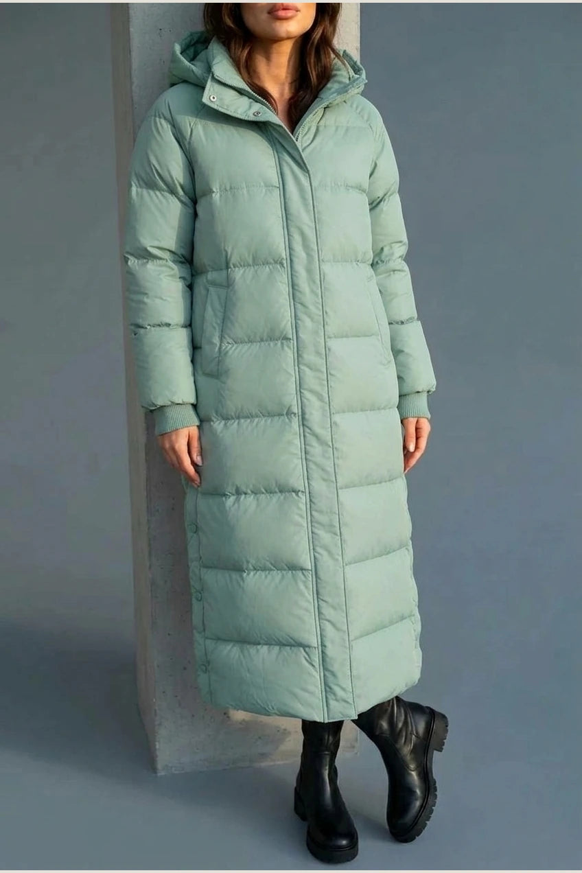 Women’s Long Puffer Coat – Hooded Padded Winter Jacket — variant_front