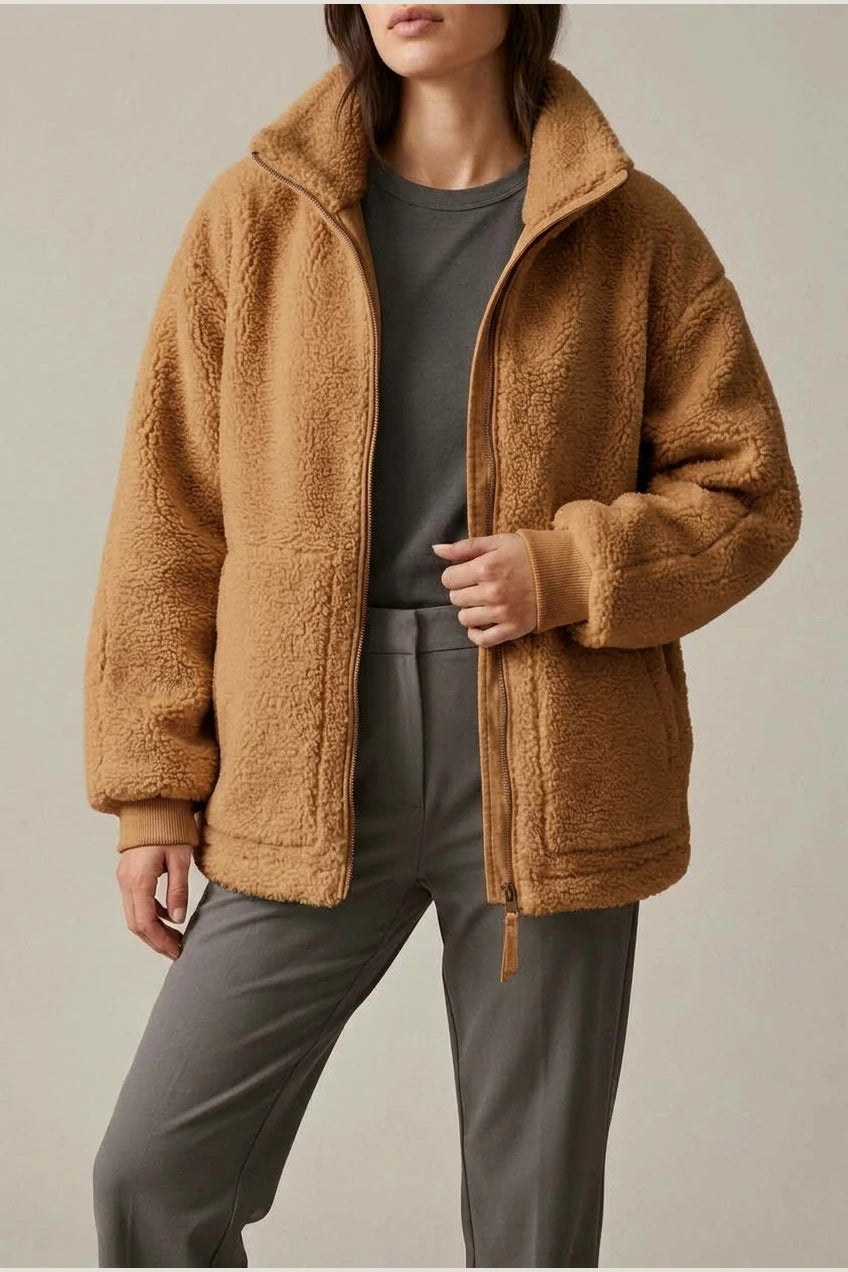 Paige | Women's Relaxed Fit Teddy Zip-Up Jacket — variant_front