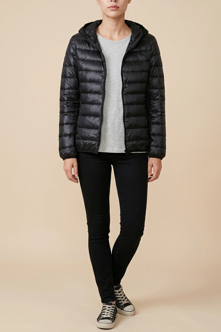 Women's Lightweight Packable Hooded Puffer Jacket — variant_front