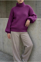 Scarlett | Women's Fluffy Turtleneck Loose Knit Sweater Jumper — variant_front
