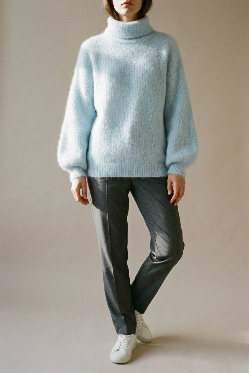 Scarlett | Women's Fluffy Turtleneck Loose Knit Sweater Jumper — variant_front