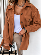 Relaxed Wool Shacket with Chest Pockets and Collar — variant_front